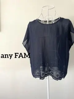 【any FAM】シフォンブラウス　シースルー　ドルマンスリーブ　ネイビー　2のサムネイル