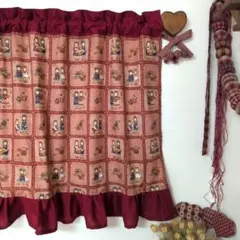 ハンドメイド　カフェカーテン　ベス&ビリー　カントリー 　縦66cm✕横95cm