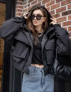 SHEIN フラップポケット付フード付 ジャケット