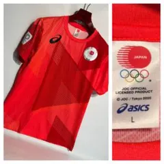 東京2020オリンピック日本代表選手団公式応援グッズ半袖ポリエステルTシャツ赤L