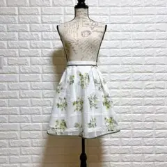 アプワイザーリッシェ 0 花柄フレアスカート 白黄 チェック 春夏 通勤