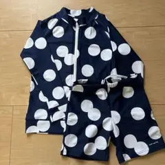 ネイビー/ホワイト ドット柄 ラッシュガードセット