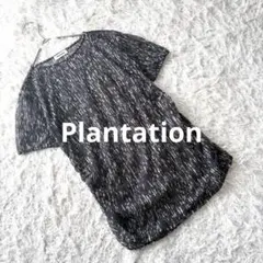 Plantation プランテーション　シアートップス　半袖　黒　シルバーのサムネイル