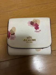 COACH 三つ折り財布 花柄 ホワイト ピンク