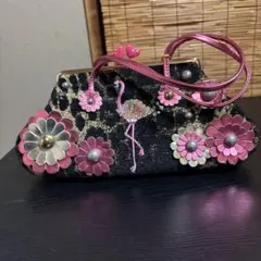 シンクビー　Think Bee!レオパード柄 フラミンゴ ハンドバッグ