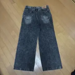 ブラック ワイドレッグデニムパンツのサムネイル