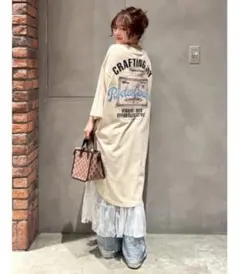 ロデオクラウンズ コール＆デニムパッチワンピース（アイボリー）