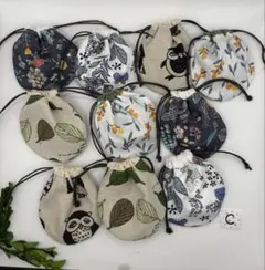 ミニミニ丸型巾着袋×10個セットCハンドメイド