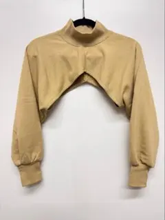 センスオブプレイス ベージュ クロップド ハイネック セーター