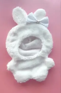 ちびぐるみ　ぬい服　10cm 装飾なし　リボン　うさぎ　ホワイト