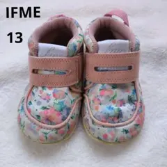 イフミーIFME ベビーシューズ　スニーカー花柄ピンク　13 マジックテープ付