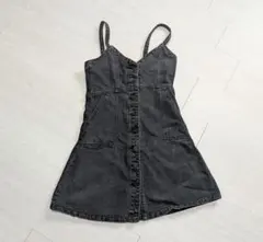 デニム ミニワンピース 黒