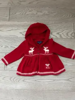 ラルフローレン　赤フード付きニットカーディガン　24M 90サイズ