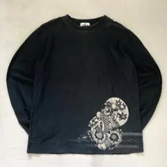 カラクリタマシイ カットソー 長袖 ブラック L 和柄 鯉 刺繍 ゆったりのサムネイル