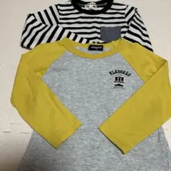 klädkäp 長袖カットソー グレー/イエローとボーダー柄100㎝