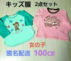 早い者勝ち‼️ミントグリーン・ピンク長袖Tシャツ2点セット(女の子100㎝)