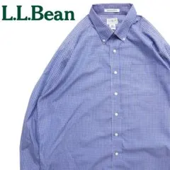 L.L.Bean ウィンドウペンチェック ブルー 長袖シャツ XL-REG