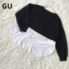 ジーユー GU レイヤードトップス プルオーバー【L】黒 ゆったり