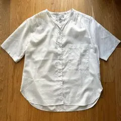 美品 マーガレットハウエル コットンボイル バンドカラー 半袖 シャツのサムネイル