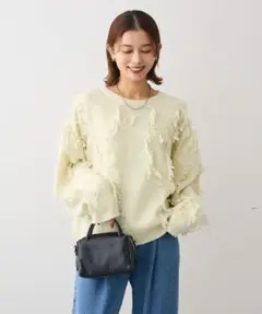 ショコラフィネローブ　フリンジニットプルオーバー