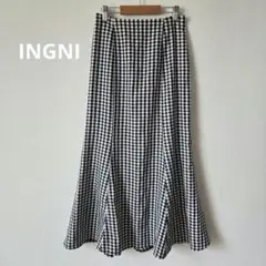 【INGNI】美品　チェック柄　M　ロングスカート　フレア　マーメイド