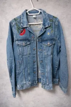 H&M エイチアンドエム レディース 花柄刺繍デニムジャケット 42