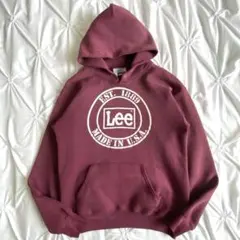 USA製✨ 90s Lee ヘビーウェイトパーカー デカロゴ バーガンディー色