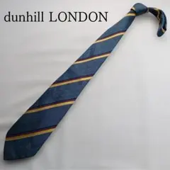 ダンヒル ネクタイ 青赤黄 レジメンタル シルク×リネン 伊製【n5319】