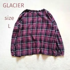 ハニーズ GLACIER チェック柄 長袖シャツ ブラウス Lサイズ 古着
