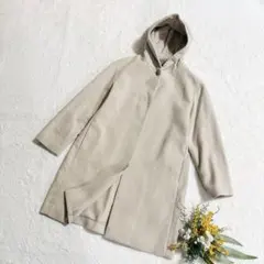 【ユニクロ】UNIQLO レディース フード付きロングコート ベージュ S ○