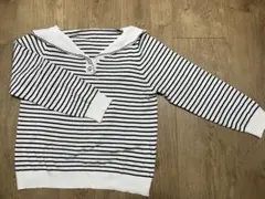 限定値下!!【韓国】ボーダー セーラーカラー ニットトップス