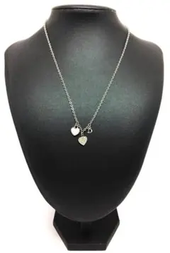 ディオール ネックレス ダブルハート シルバー 外箱有り 中古品 (62125)