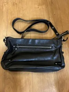 【美品】agnès b. VOYAGE レザーブラックショルダーバッグ