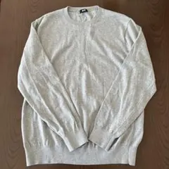 ユニクロ コットンメリノ クルーネック セーター 春秋 M グレー