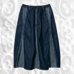 SANKO BAZAAR デニム切り替えバルーンスカート