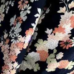 アンティーク長羽織　身丈96cm 縮緬　大正ロマン　花模様　正絹　N5-100