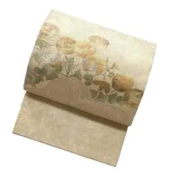 名古屋帯 未使用品 金通し 紬 万寿菊 華柄 NO-972