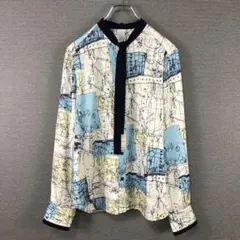 allureville 2024SS マッププリントブラウス 2 サックスブルーのサムネイル