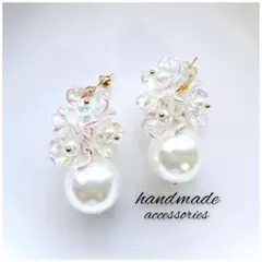 No.41 ハンドメイドピアス　お花　パール