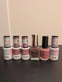 【お得】ジェルネイル・ベース・トップ・マニュキュア合計6本 ピンク&パープル系