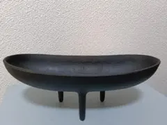 ④南部鉄器 舟形 花器 鉄製 モダン ミッドセンチュリー 池坊　草月流　変形花器