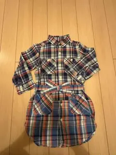 DENIM DUNGAREE チェック柄長袖シャツワンピース　110