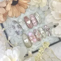 239 ネイルチップ 10個セット ハート フラワー