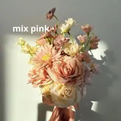 ウェディングブーケ　ブーケ　ブートニアセット｜ピンク系｜前撮り　和装　春婚