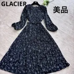 GLACIER プリントロングワンピース プリーツワンピース　Ｌ
