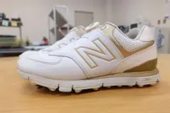 良品☆ニューバランス 574 ボア ソフトスパイクゴルフシューズ 23cm 白