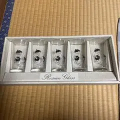梅切子一口ビール　グラス　セット　コップ　食器　レトロ　相撲