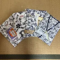 白地紺色花柄 竹柄 Mサイズ 浴衣 くつろぎモデル 4枚