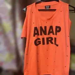 ANAP GIRL スタッズ付き Tシャツ オレンジ Sサイズのサムネイル