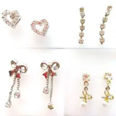ハート　リボン　パヴェ　ロングピアス　　　　　　　4種まとめ売り